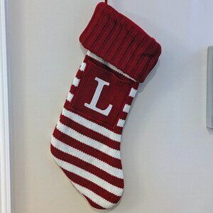 Letter L Monogram Stocking Wondershop Red White Stripes Christmas w/ Pocket